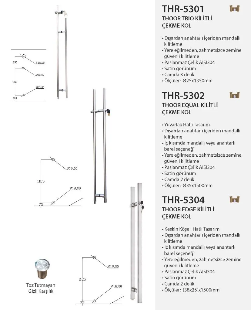 Paslanmaz Kilitli H Kol